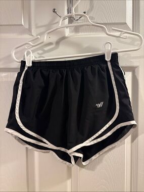 Varsity Cheer Black Athletic Shorts with White Piping